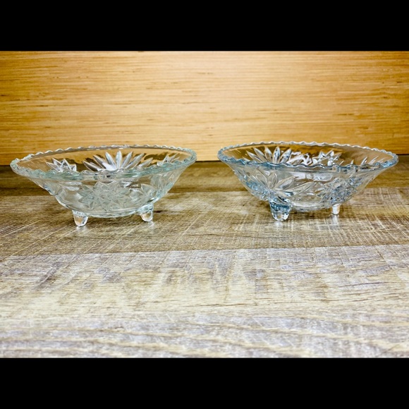 Anchor Hocking Other - Set of 2 matching 6.5” Anchor Hocking Starburst Glass Candy Dishes Pressed Cut